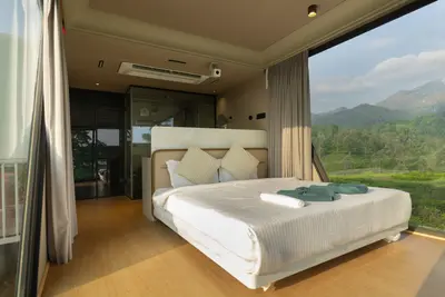 Compact and cozy seating lounge inside the futuristic xpod wayanad pod